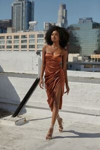 Satin Ruched Bustier Midi Dress | Forever 21 | Forever 21 (US)