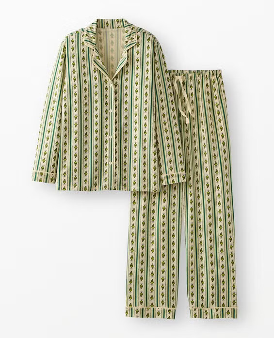Women's Dr. Seuss Grinch HannaSoft™ Long Sleeve Pajama Set, Grinch Wallpaper - Size Adult XXS by Hanna Andersson | Hanna Andersson