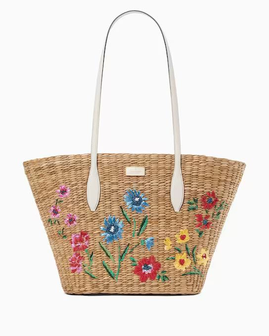 Garden Bouquet Embroidered Straw Tote | Kate Spade Outlet