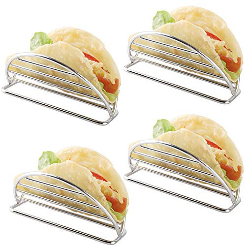 YellRin Taco Holder Stainless Steel Taco Holders Stands Set of 4 Racks Holds Soft or Hard Shell Tacos - for Burritos and Tortillas Holder | Amazon (US)
