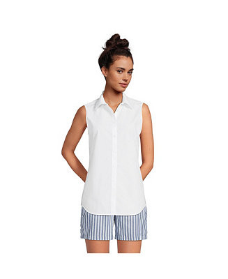 Lands' End Women's Wrinkle Free No Iron Sleeveless Shirt - Macy's | Macy's