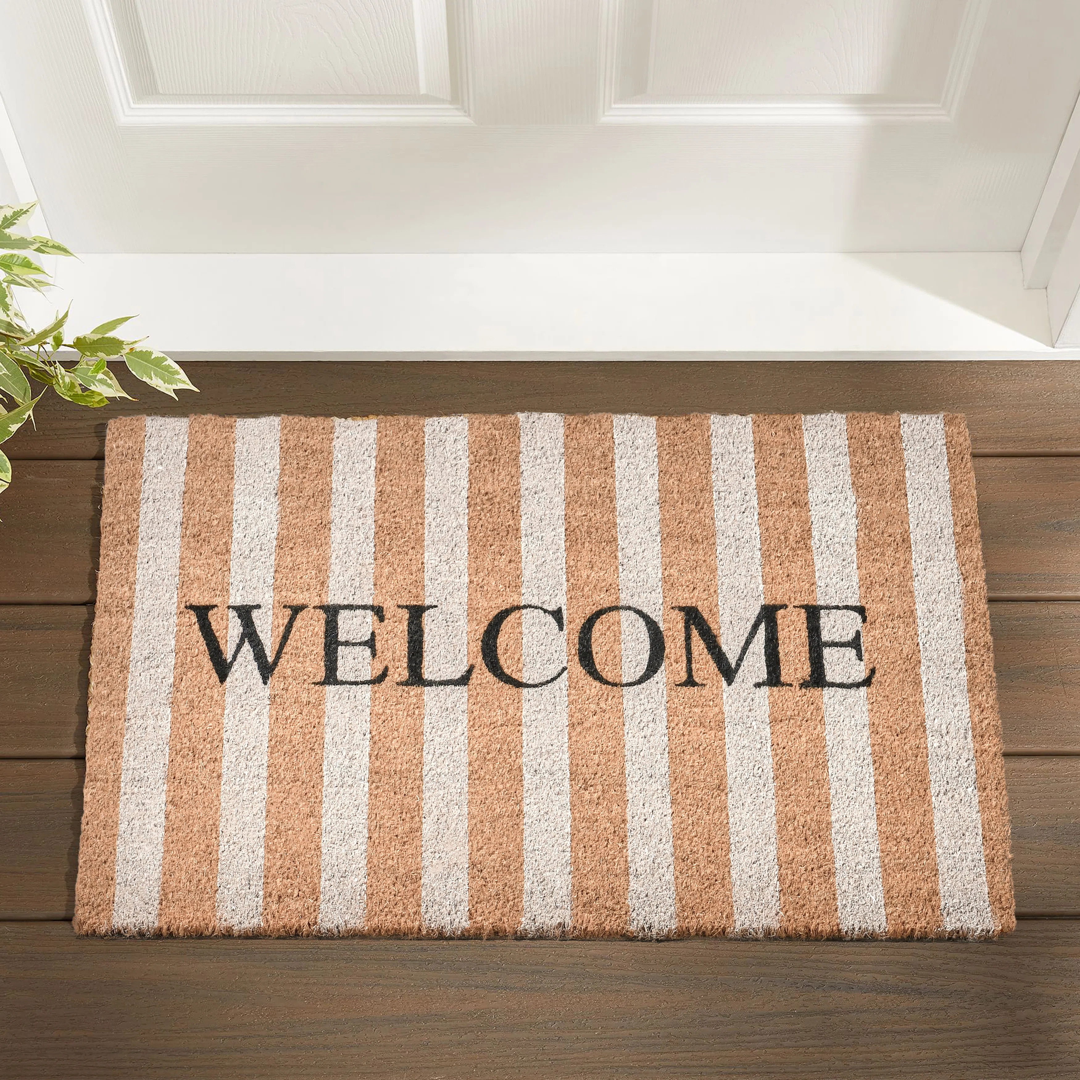 Non-Slip Striped Outdoor Doormat | Wayfair North America