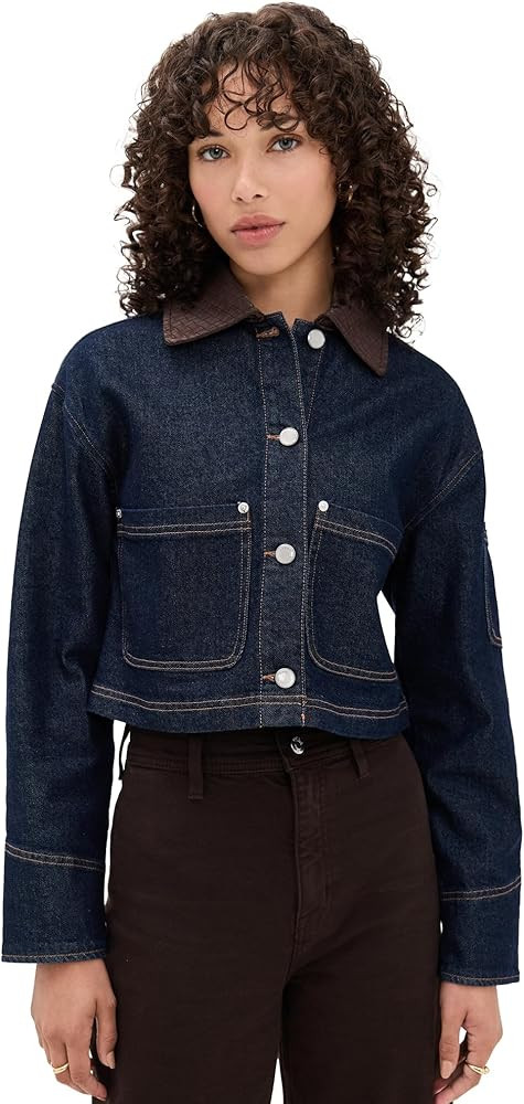 Avec Les Filles Women's Combo Collar Crop Trucker Jacket | Amazon (US)