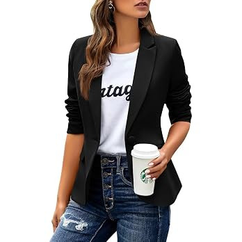 huatandis Women's Business Casual Blazer Notched Lapel Work Suit Jacket | Amazon (US)