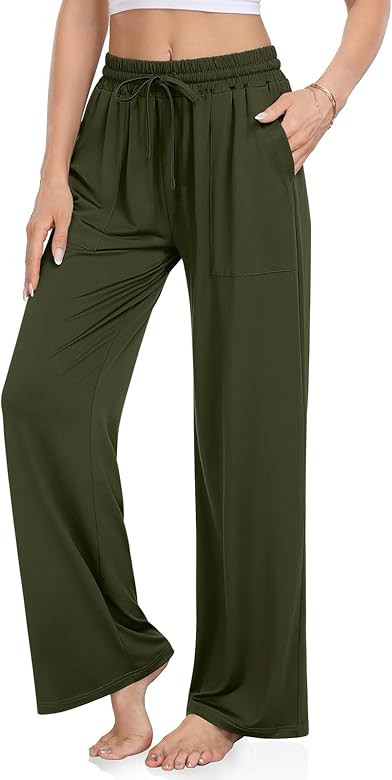 DACESLON Women's Casual Loose Wide Leg Yoga Pants Drawstring High Waisted Lounge Pajama Pants wit... | Amazon (US)