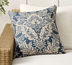 Zuri Damask Print Outdoor Pillow | Pottery Barn (US)