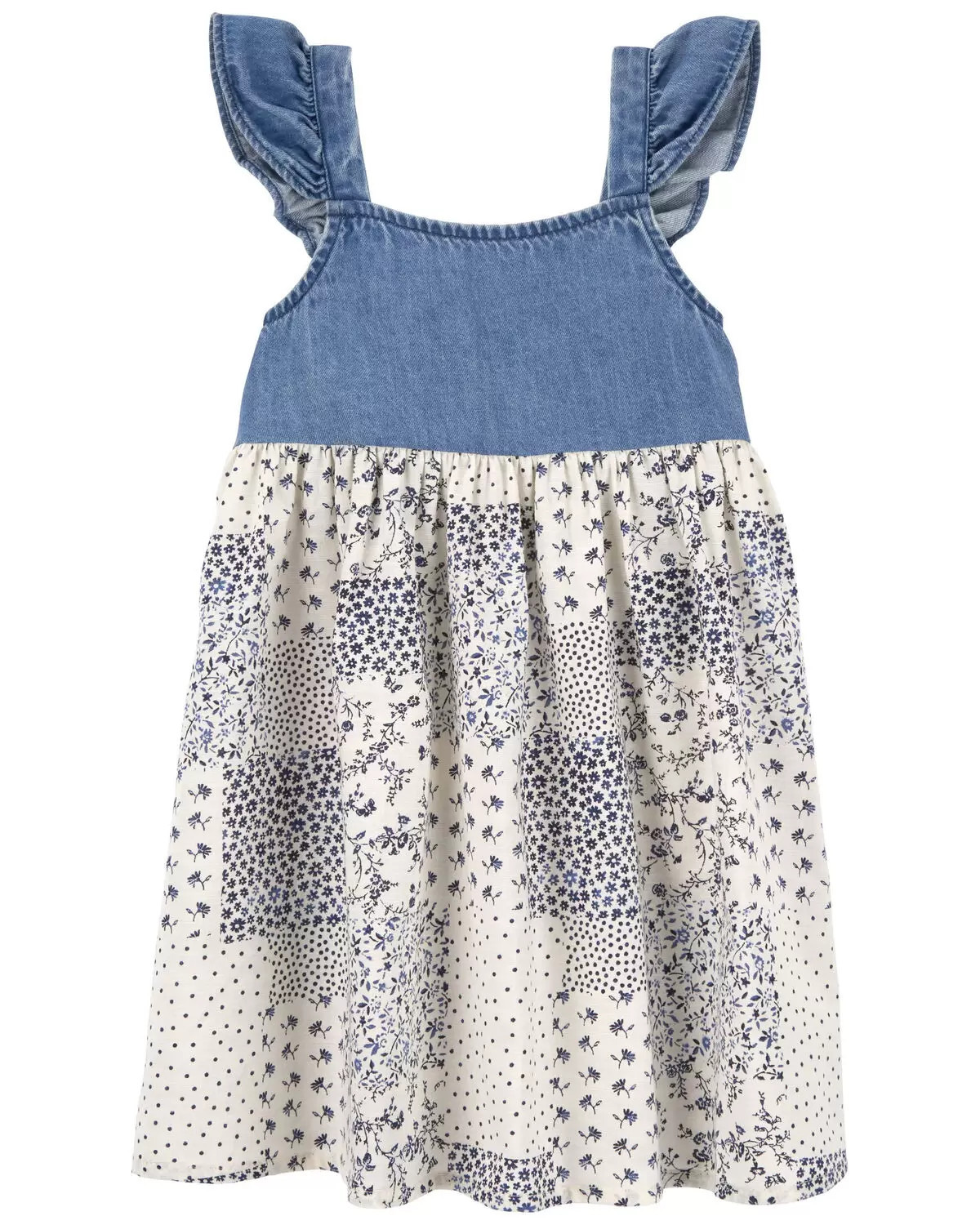 Toddler Cotton Denim Patched Floral Dress | Carter's
