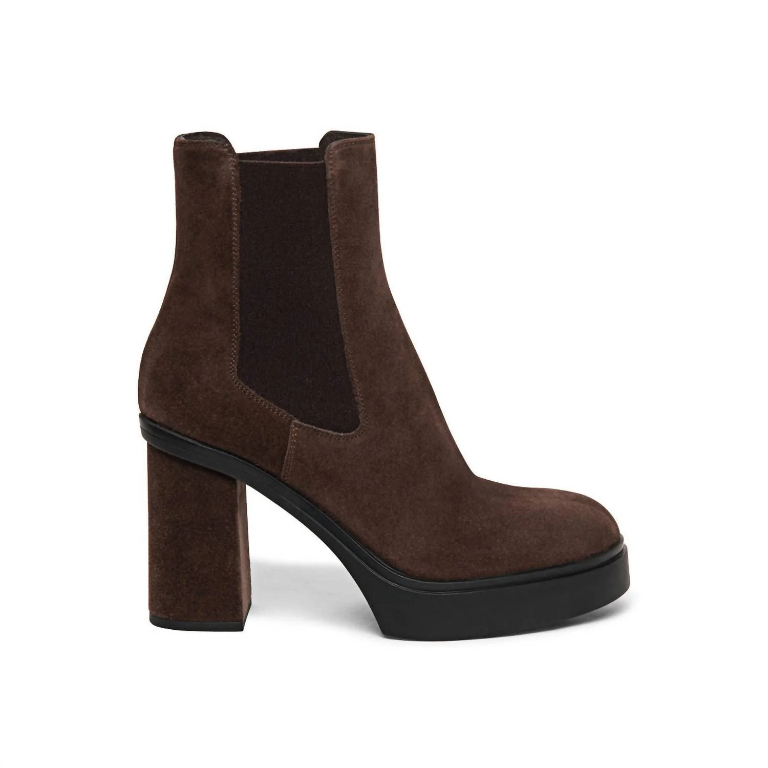Suede Platform Boot In Brown | Shop Simon