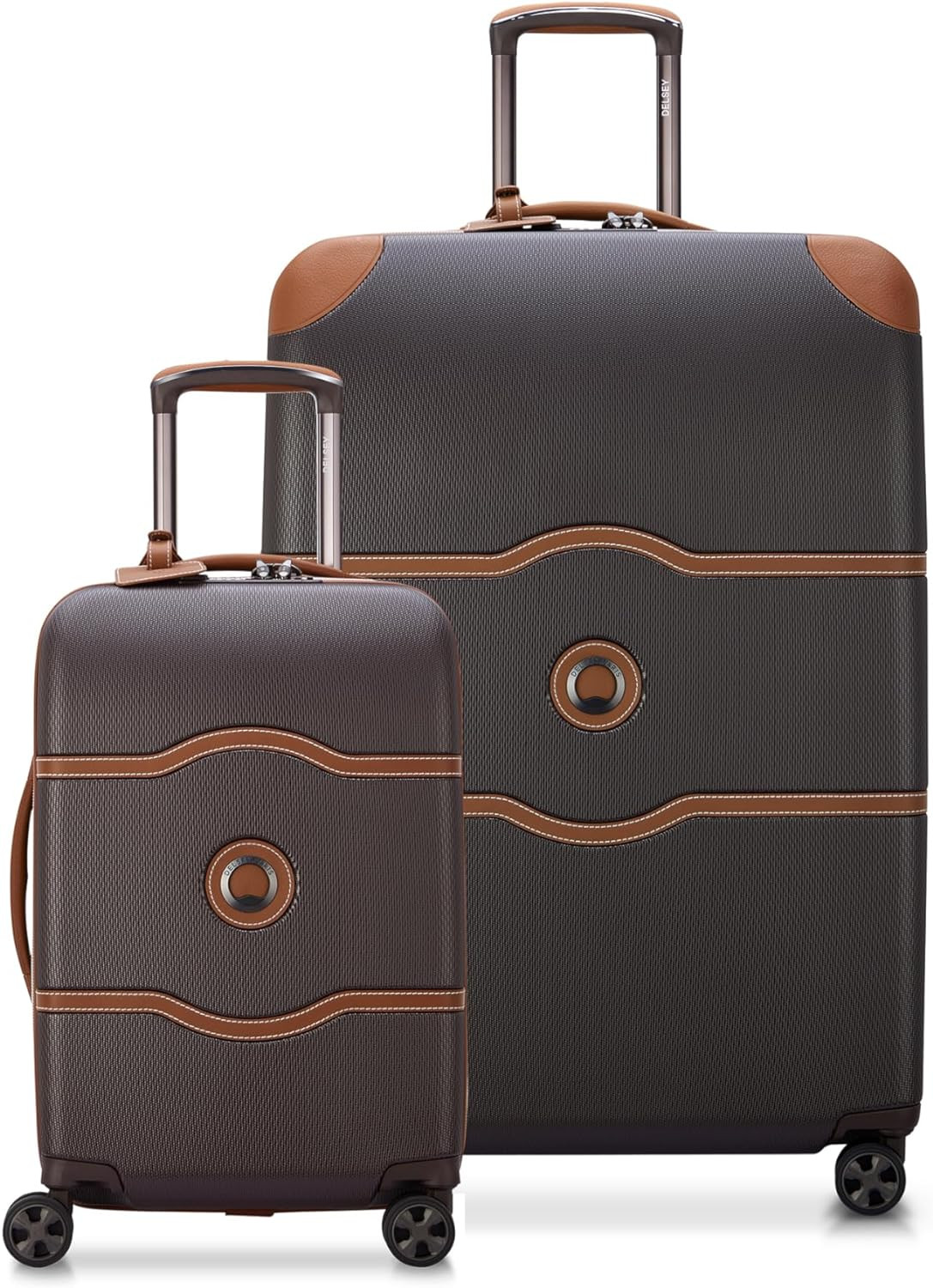 DELSEY PARIS Chatelet Air 2.0 Hardside Luggage with Spinner Wheels, Chocolate Brown, 2 Piece Set (19/28) | Amazon (US)