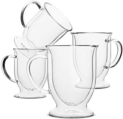 BTaT- Coffee Mug, Coffee Glass, Set of 4 (12oz, 350ml), Double Wall Glass Coffee Cups, Tea Cups, ... | Amazon (US)