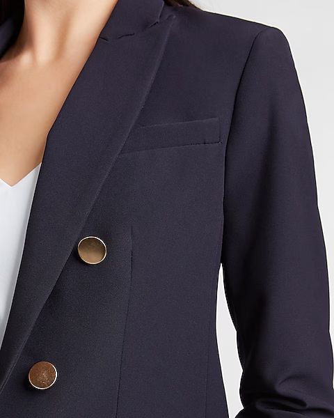 Supersoft Twill Double Breasted Novelty Button Blazer | Express