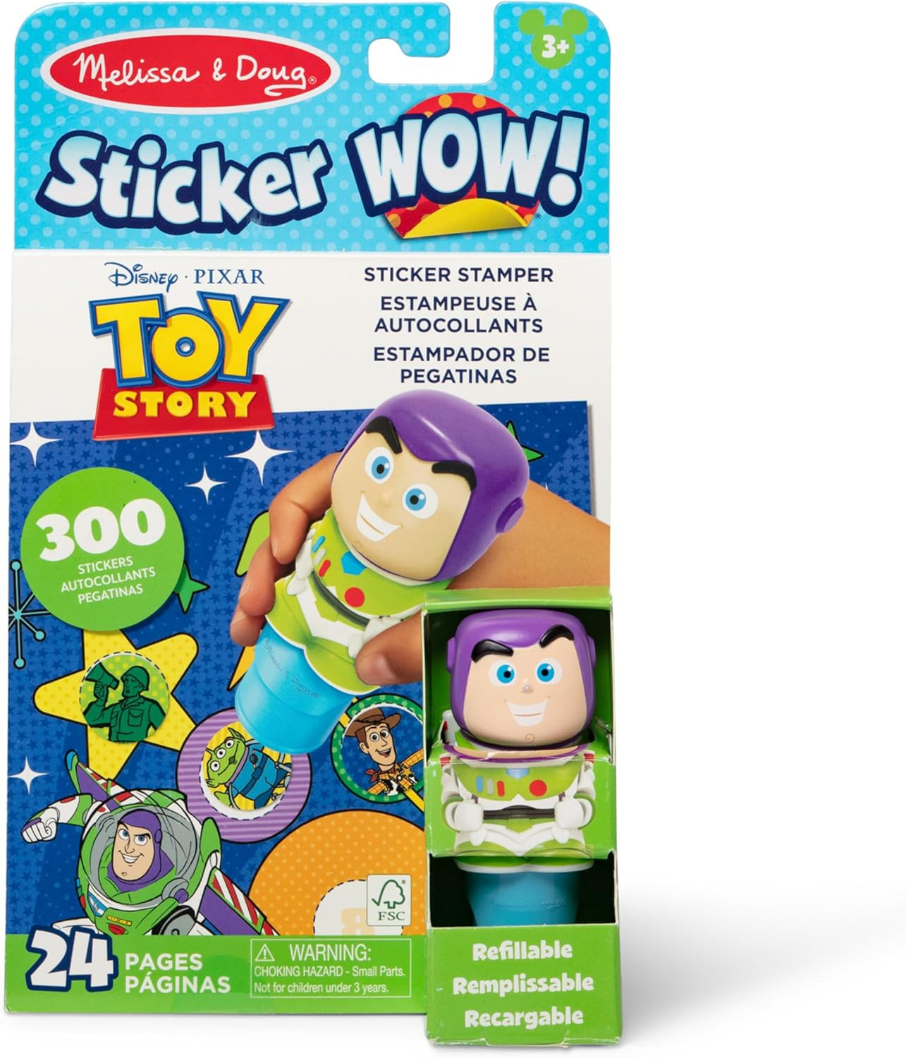 Melissa & Doug Sticker Wow!™ 24-Page Activity Pad and Sticker Stamper, 300 Stickers, Arts and Crafts Fidget Toy Collectible Character – Disney Buzz Lightyear - for Kids Ages 3+ - FSC Certified | Amazon (US)