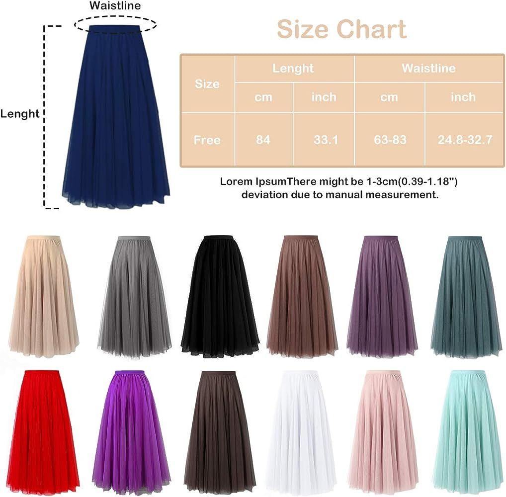 FEOYA Womens Long Tulle Skirt Pleated A Line Layered Tutu Skirt High Waist Elastic Mesh Flowy Max... | Amazon (US)