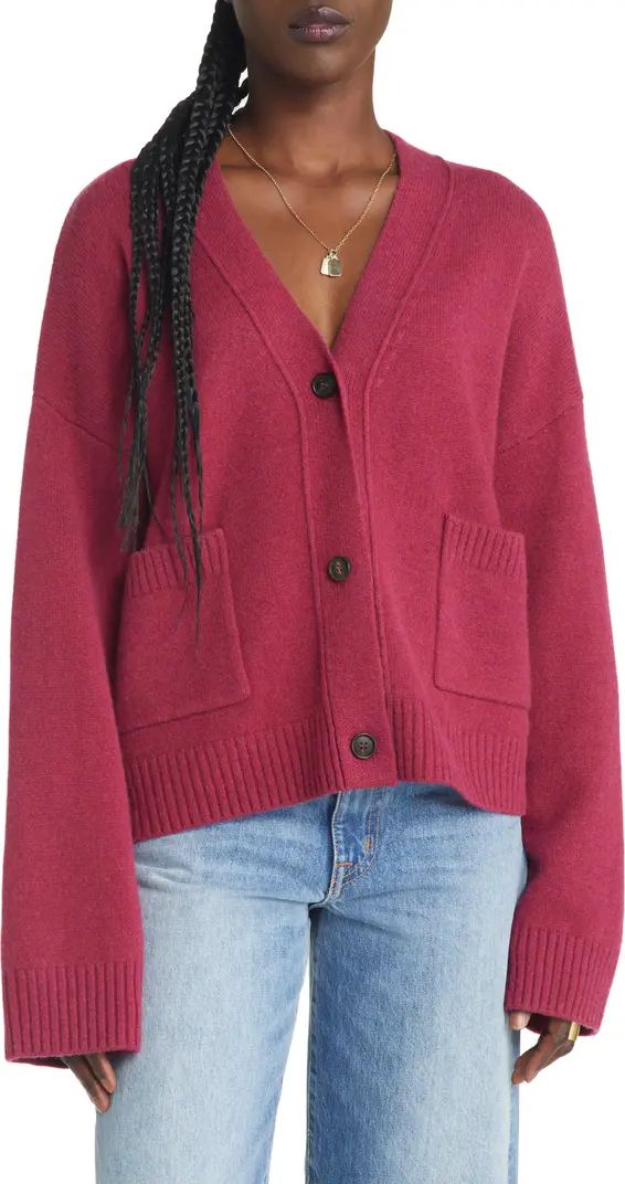 Lindi Oversize Wool & Cashmere Crop Cardigan | Nordstrom