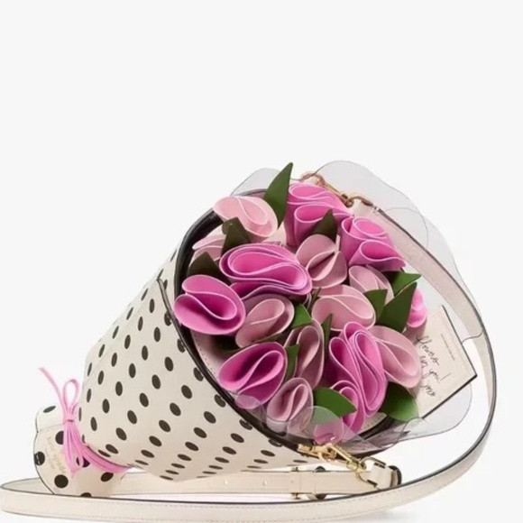 Kate Spade Flora 3D Flower Roses Bouquet Leather Crossbody Polka Dot Bag NWT | Poshmark