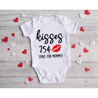 Valentine's Day Onesie®, Valentines Kisses 25 Cents Cute Baby Holiday Bodysuit | Etsy (US)