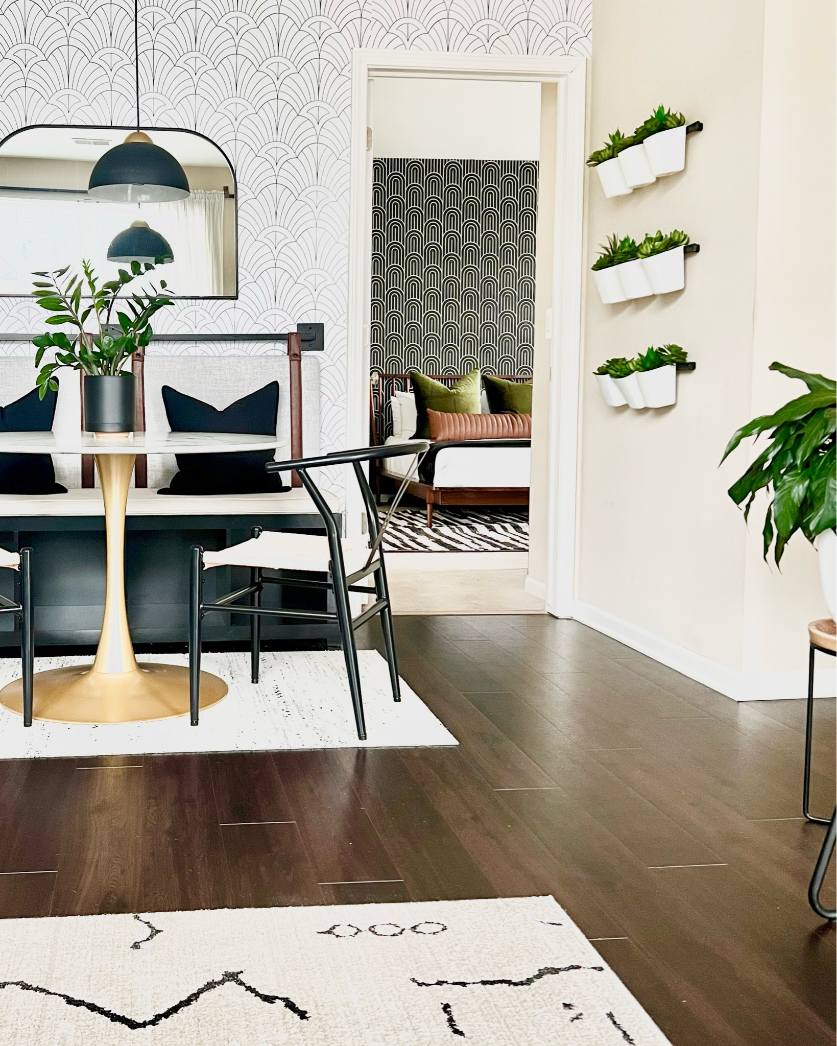 Best view in the home!
Great views of the dining space banquette seating and the bedroom’s bold wallpaper.


#LTKhome #LTKGiftGuide #LTKfindsunder100