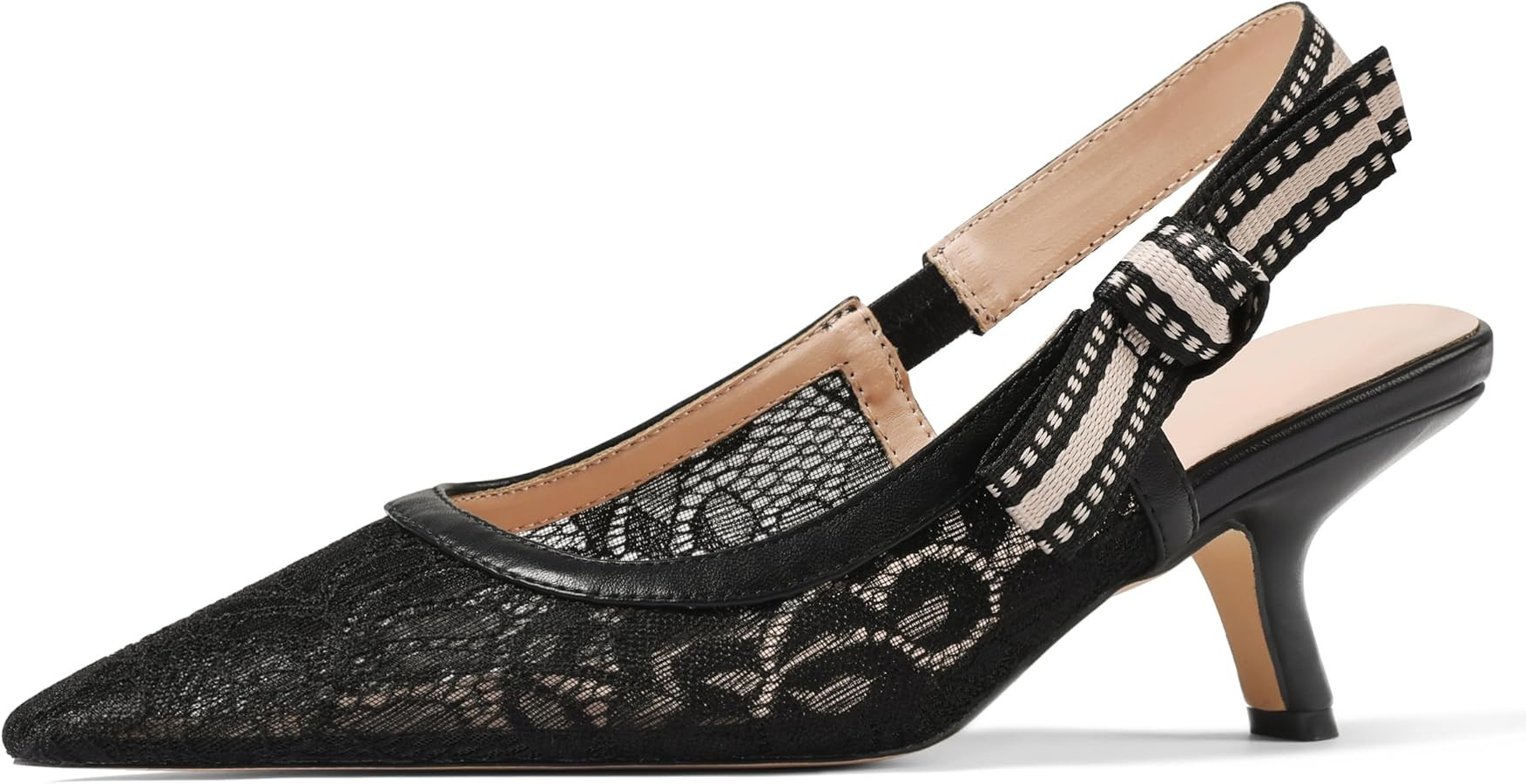 Erocalli Women's Low Kitten Bow Heels Slingback Dressy Pumps Pointed Closed Toe Elegant Wedding P... | Amazon (US)