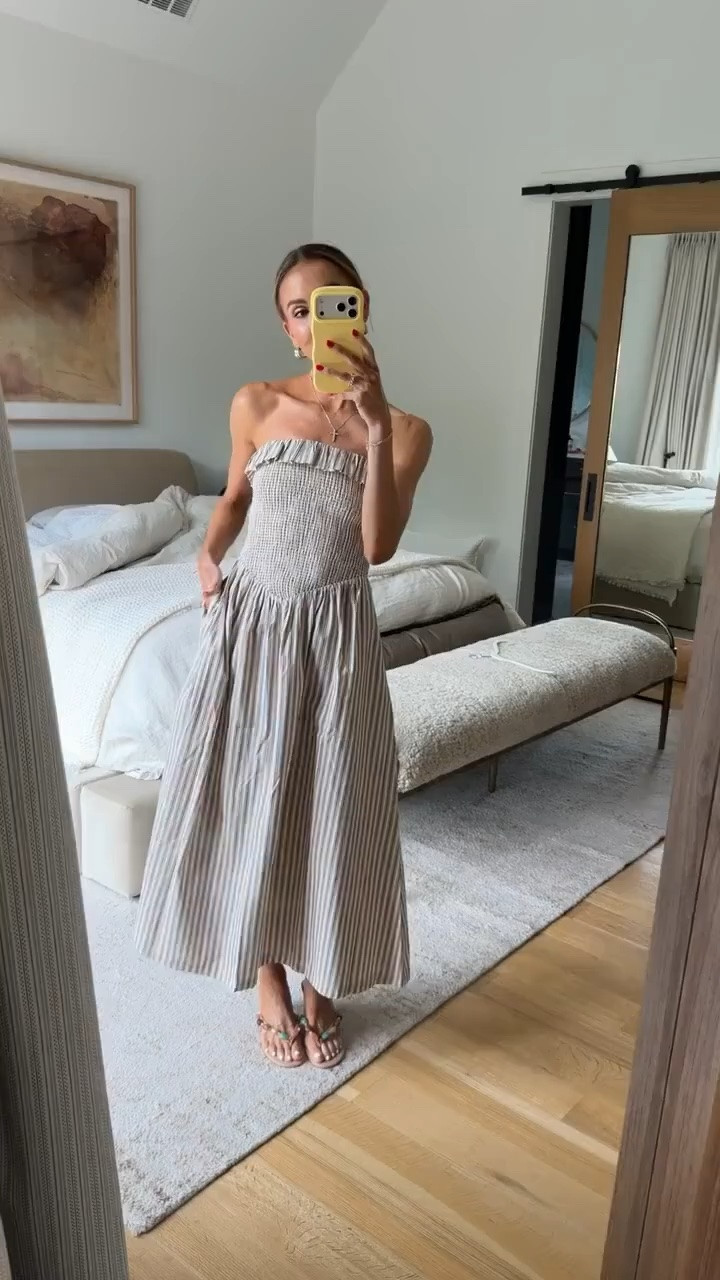 Prettiest dress just got restocked! 🤍 so cute for fall or even a teacher outfit if you pair it with a denim jacket or cardigan!