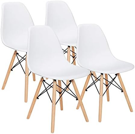 SUPER DEAL Set of 4 Dining Chairs Modern Style DSW Chair - Mid-Century Shell Lounge Plastic Side ... | Amazon (US)