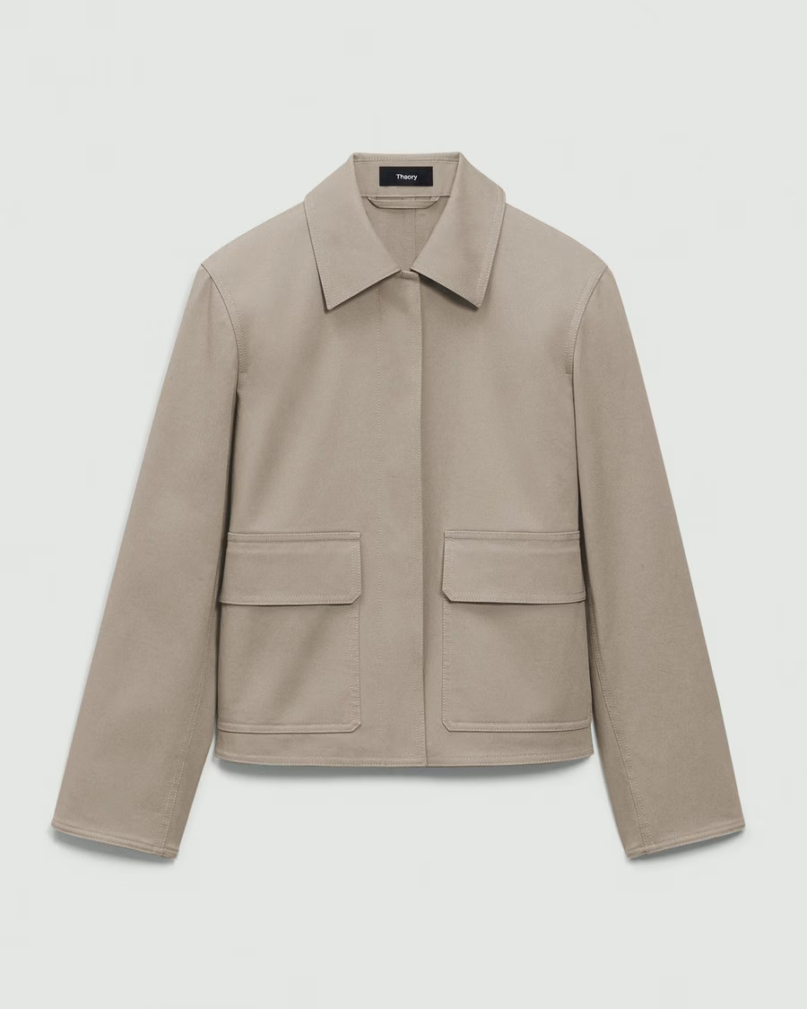 Cotton Gabardine Boxy Jacket | Theory | Theory UK