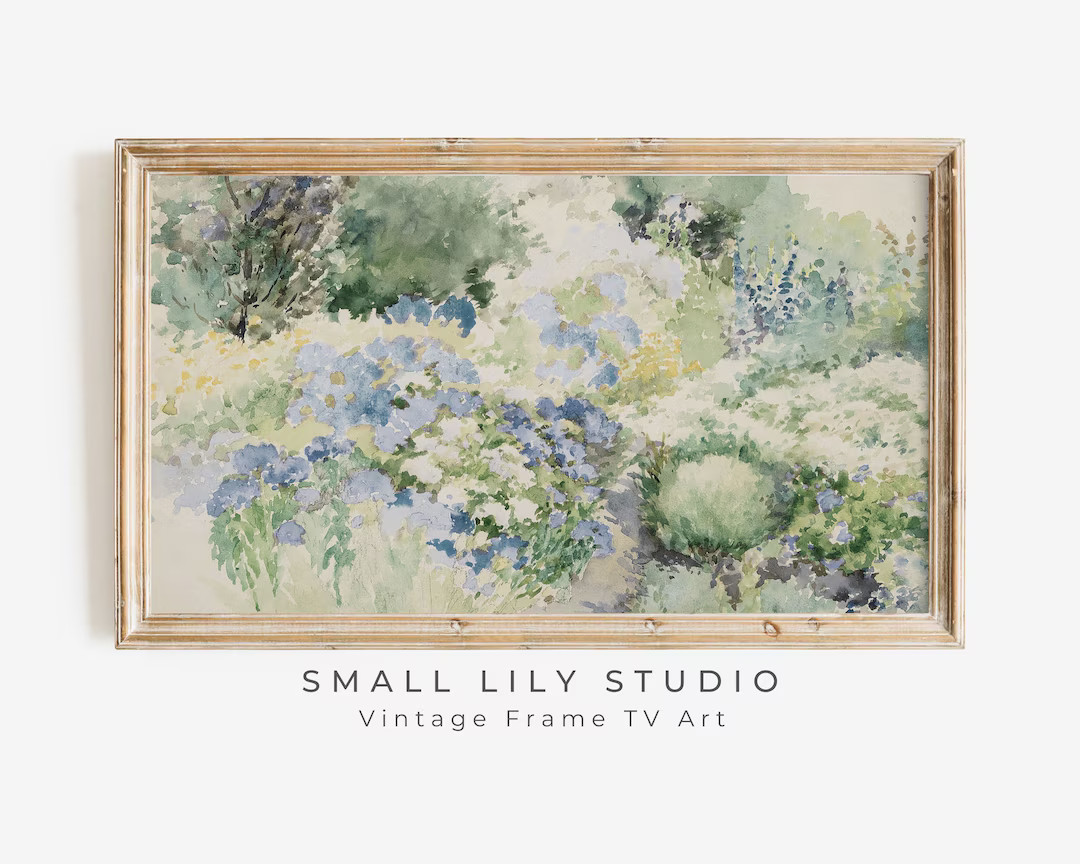 Spring Frame TV Art Blue Wildflowers, Vintage Watercolor Painting TV Picture, Botanical Samsung F... | Etsy (US)