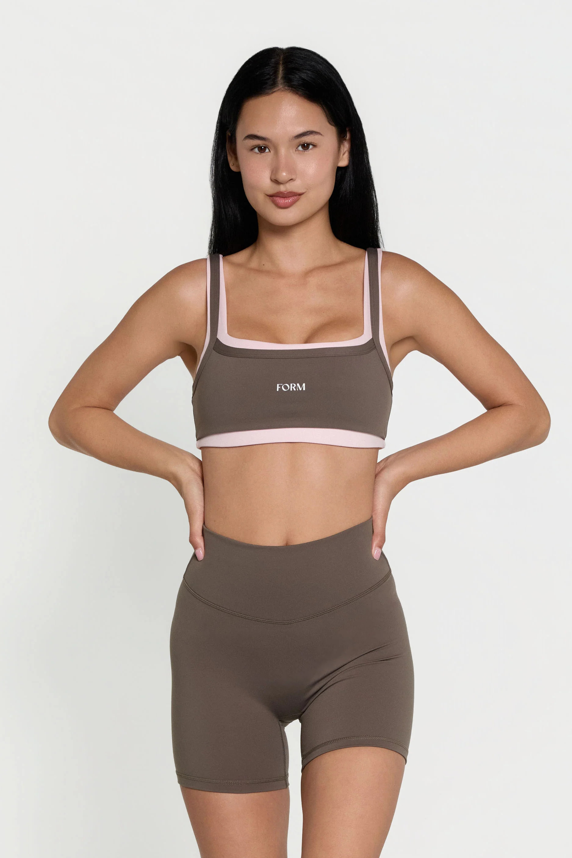 Scoop Layered Bra - Walnut/Pink | FORM