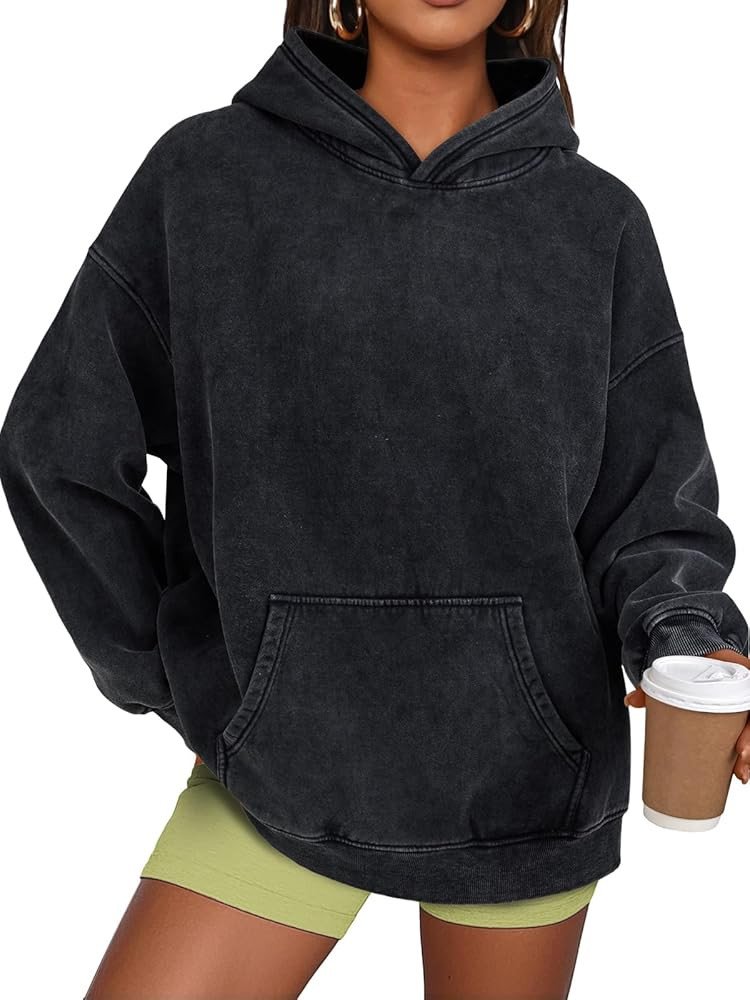 Trendy Queen Oversized Hoodies for Women Teen Girl Winter Sweatshirt Cute Acid Wash Pullover | Amazon (US)