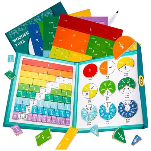 Magnetic Fraction Educational Puzzle Fraction Tiles and Circles, Equip Magnetic Score Disk Demonstrator,Math Manipulatives Enhance Early Primary School Students Mathematical Skills | Amazon (US)