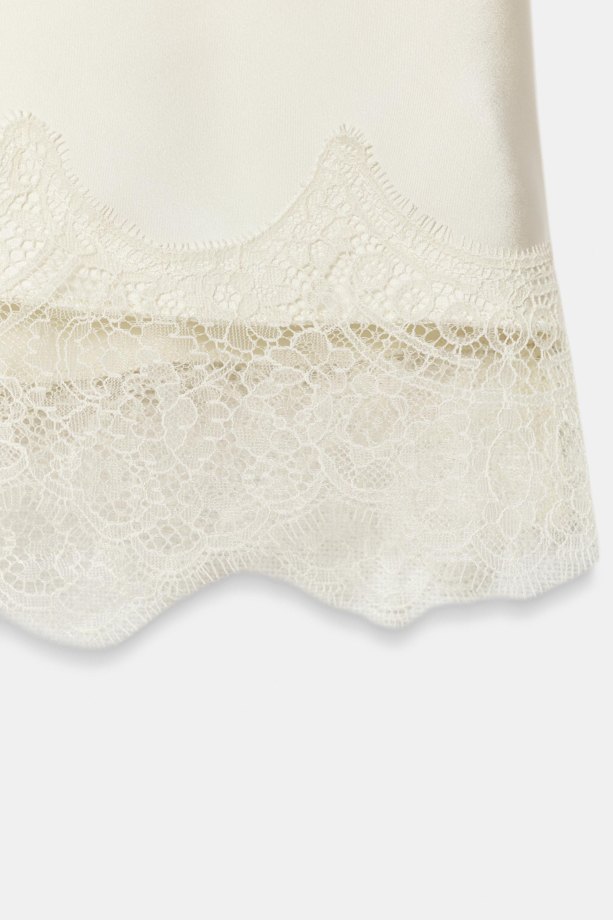 LACE TRIM SATIN MIDI SKIRT | Zara UK