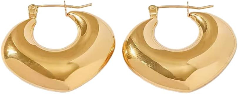 18K Gold Plated Twisted Chunky Gold Hoop Earrings Rope round trendy for Women Christmas Gift | Amazon (US)