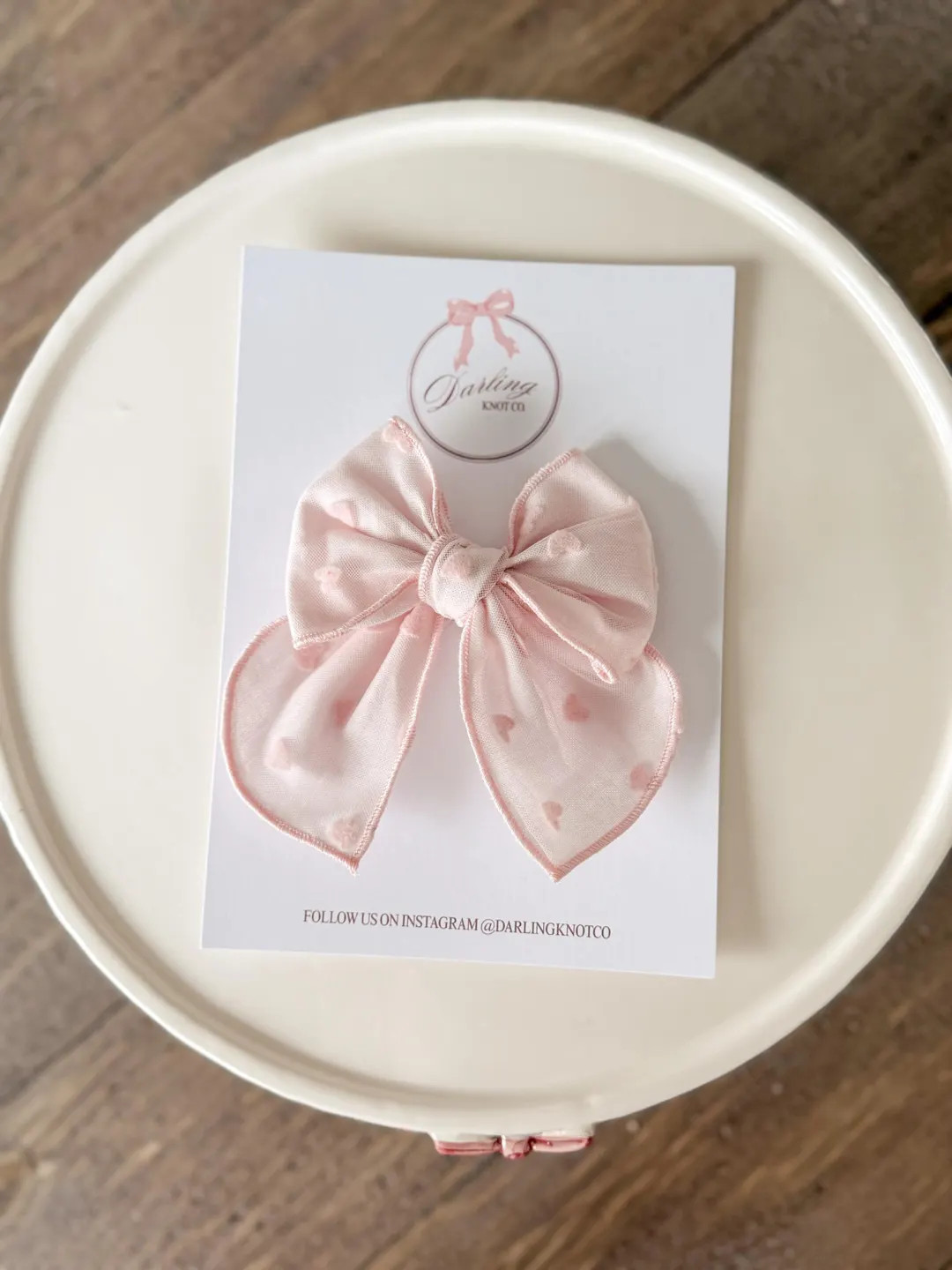 Handmade Pink Tulle Heart Print Fable Bow - Etsy | Etsy (US)