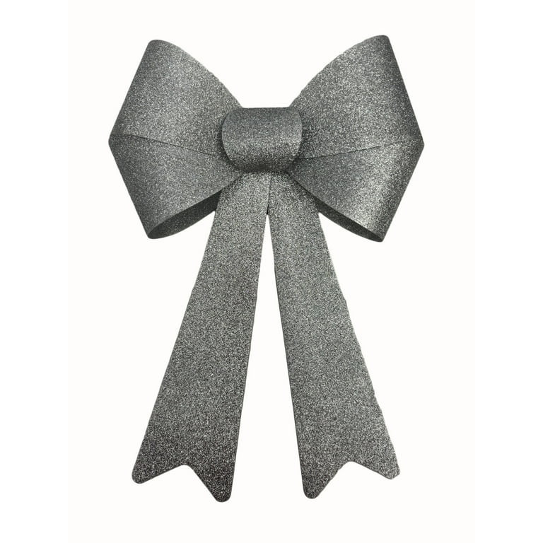 Holiday Time Silver Glitter 16 Inch Rigid Christmas Bow | Walmart (US)