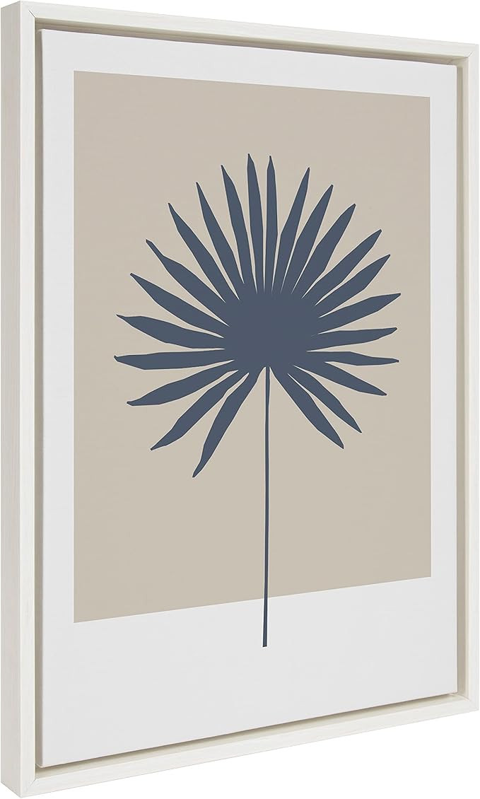 Kate and Laurel Sylvie Muted Tan and Blue Colorblock Botanical Palm Framed Canvas Wall Art by The... | Amazon (US)