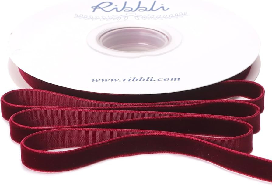 Ribbli Burgundy Velvet Ribbon 3/8 Inches Continuous10 Yard Spool Red Christmas Ribbon for Gift Wr... | Amazon (US)