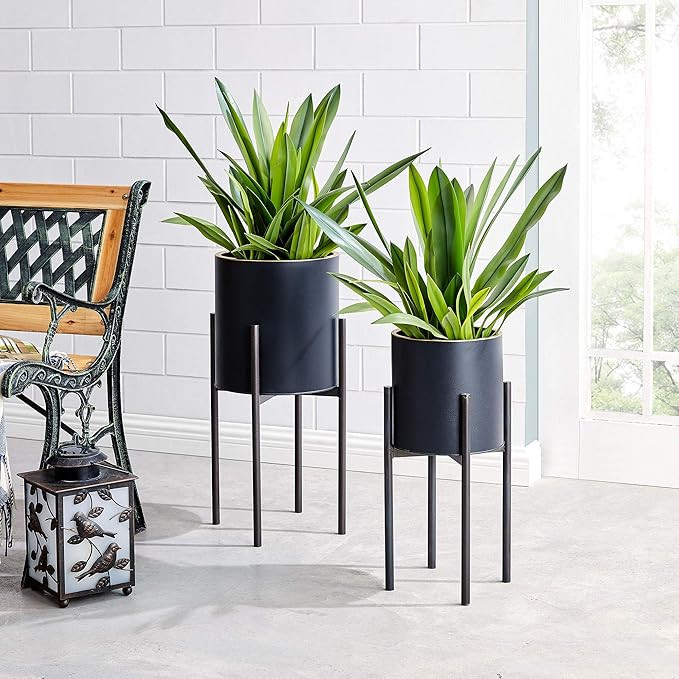 FirsTime & Co. Arden Planter 2-Piece Set, American Crafted, Black, 10.5 x 10.5 x 23 , | Amazon (US)