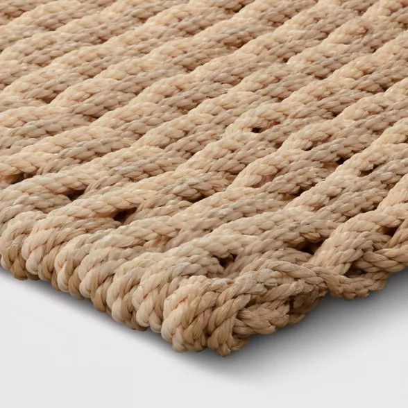 1'6" x 2'6" Basket Weave Poly Rope Outdoor Door Mat Neutral - Threshold™ de... | Target