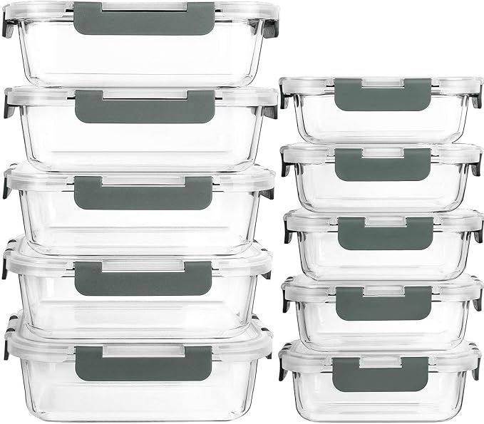 Amazon.com: [10-Pack]Glass Meal Prep Containers with Lids-MCIRCO Glass Food Storage Containers wi... | Amazon (US)