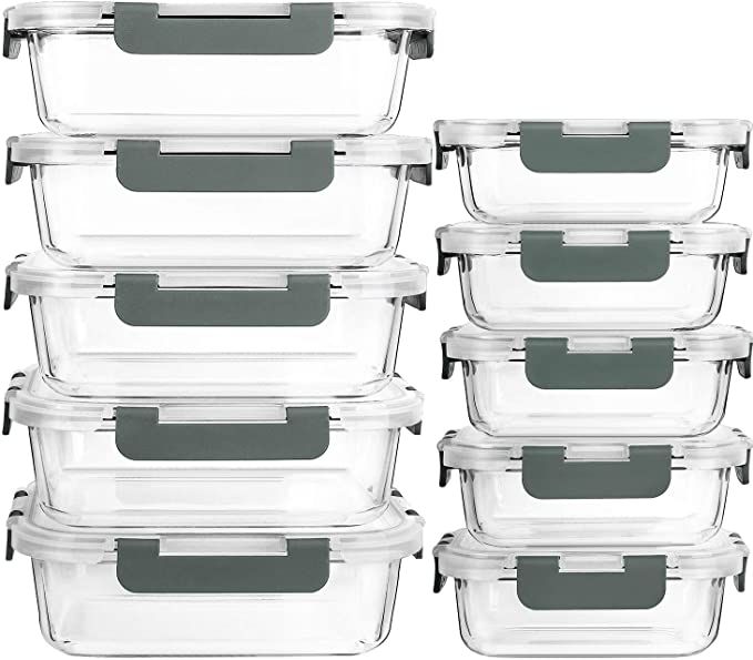 Amazon.com: [10-Pack]Glass Meal Prep Containers with Lids-MCIRCO Glass Food Storage Containers wi... | Amazon (US)