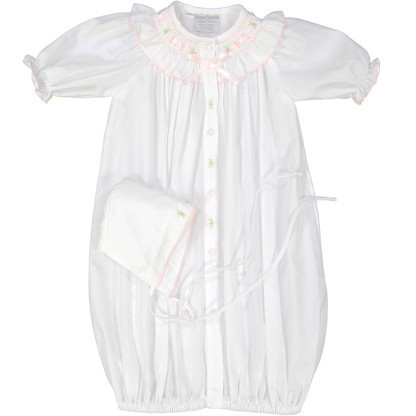 Ribbon Ruffle Smocked Take Me Home Gown with Bonnet | Feltman Brothers