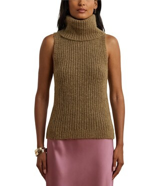 Sleeveless Wool Blend Slim Fit Turtleneck Sweater | Dillard's
