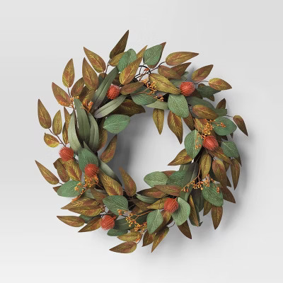 Fall Leaf Wreath Green - Threshold™ | Target