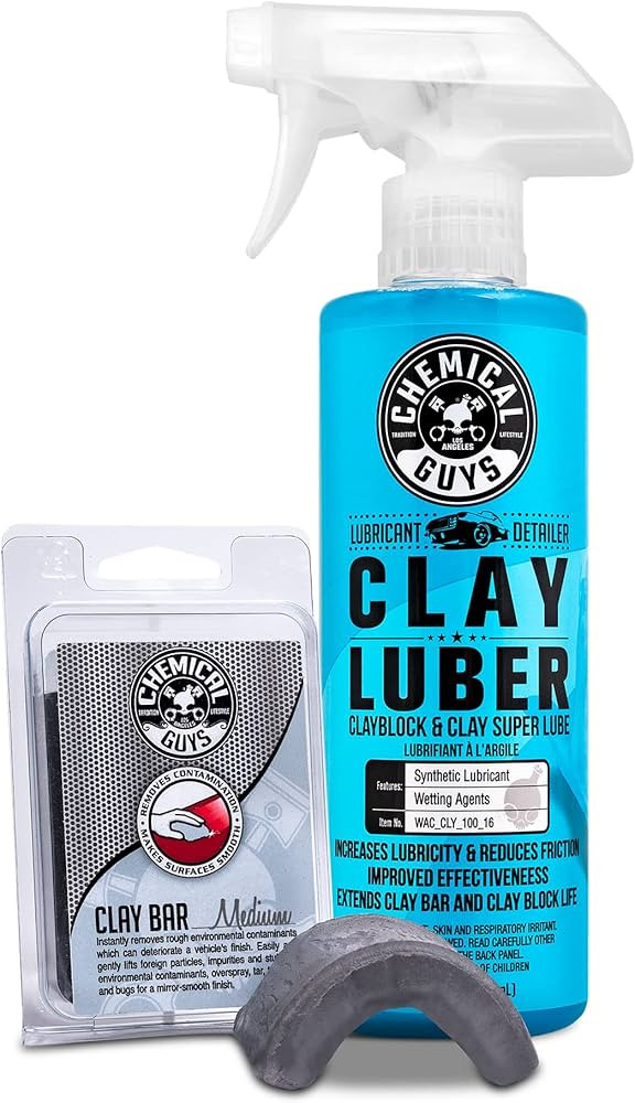Chemical Guys CLY_KIT_2 Medium Duty Clay Bar and Luber Synthetic Lubricant Kit,16 oz, 2 Items, Gr... | Amazon (US)