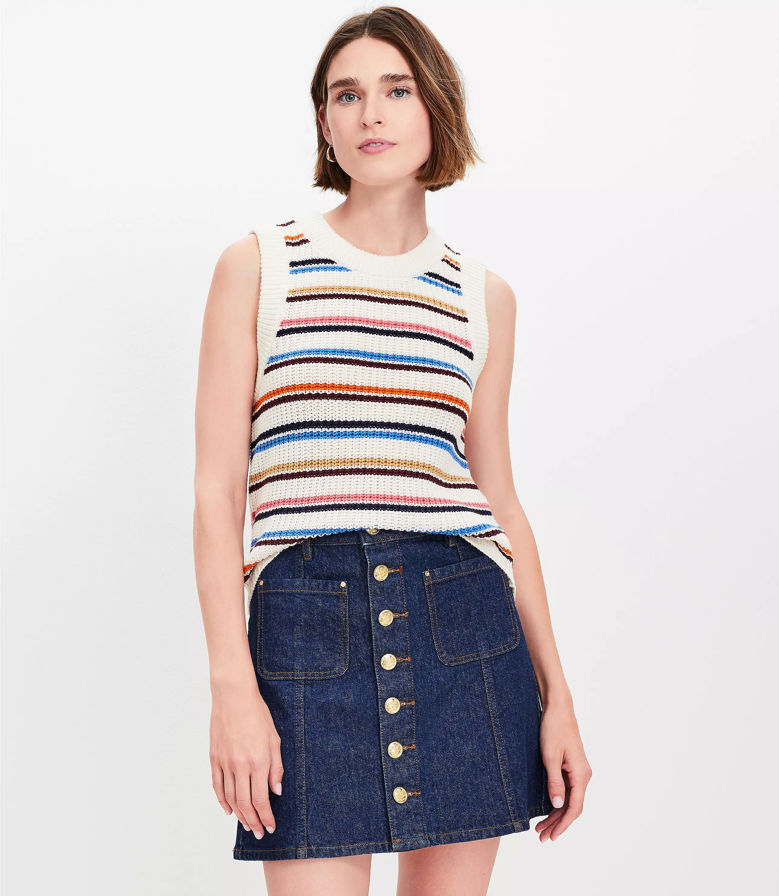 Patch Pocket Denim Mini Skirt in Classic Rinse Wash | LOFT