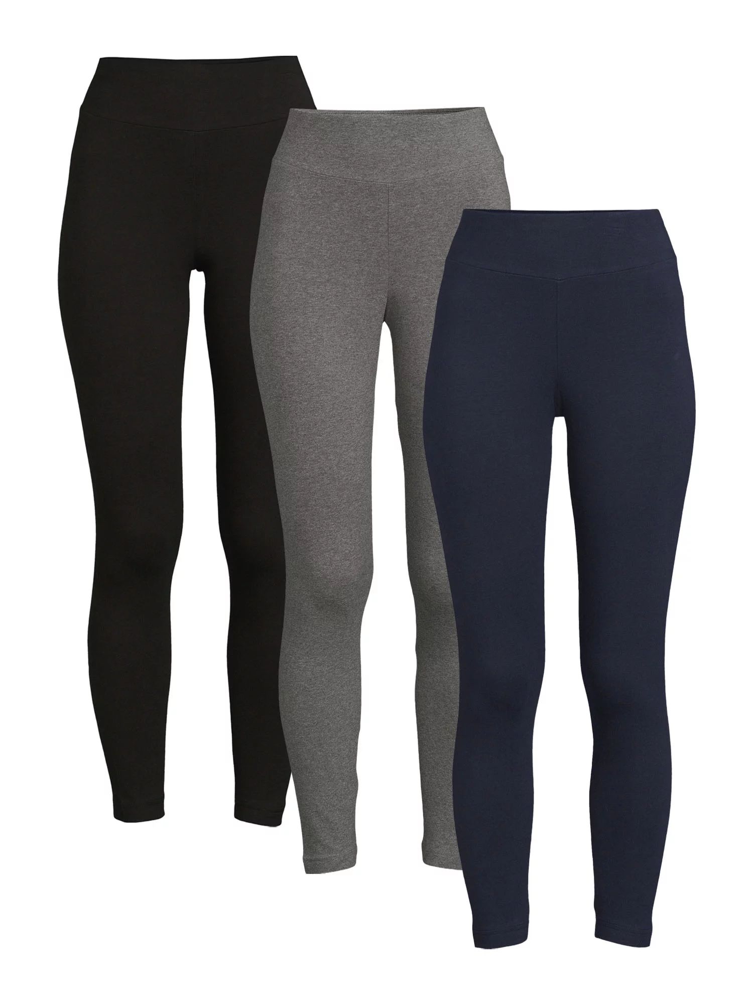 Time and Tru Women's High Rise Knit Leggings, 3-Pack - Walmart.com | Walmart (US)