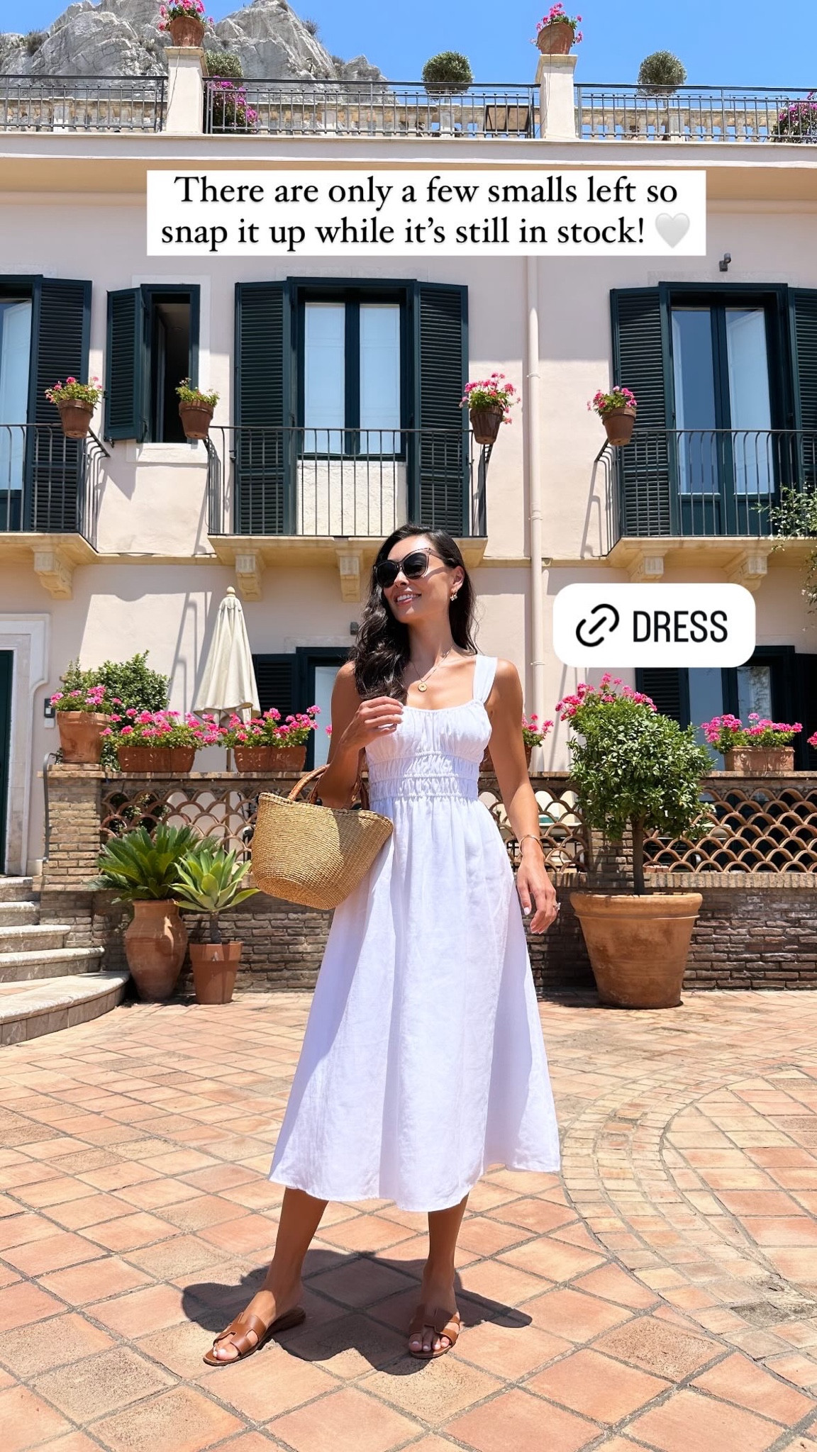 Kat Jamieson wears a white linen sundress from Everyone Loves The Weekend. Midi dress, summer outfit, Italy. #everyonelovestheweekend 

#LTKTravel #LTKSeasonal #LTKStyleTip