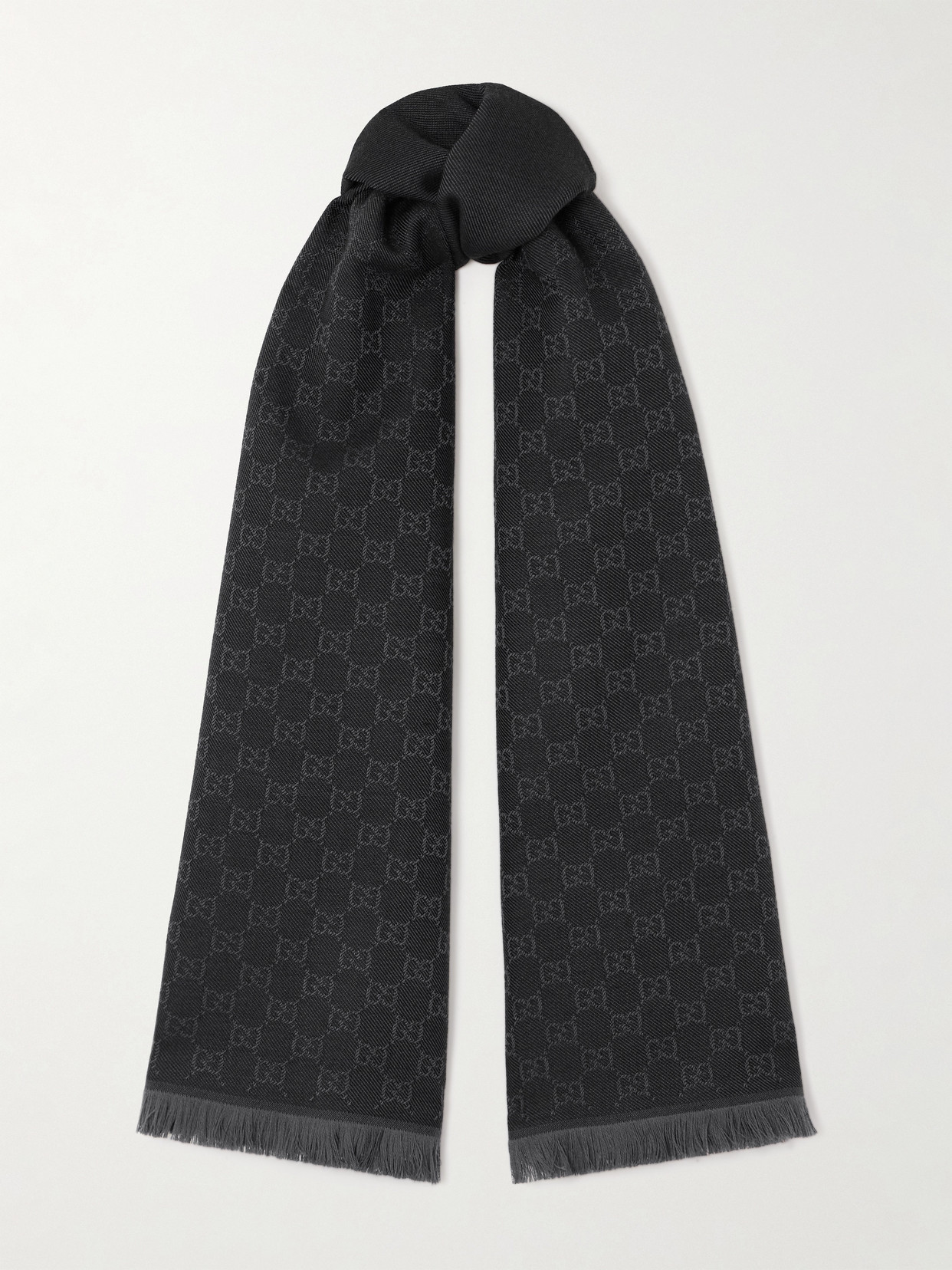 Gucci - Frayed Wool-jacquard Scarf - Black | NET-A-PORTER (UK & EU)