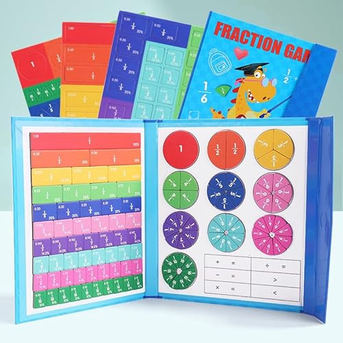 Magnetic Fraction Educational Puzzle, Magnetic Fraction Demonstration Book with Fraction Tiles & Circles, Fraction Manipulatives for Elementary School, Math Learning Skills for Kids | Amazon (US)