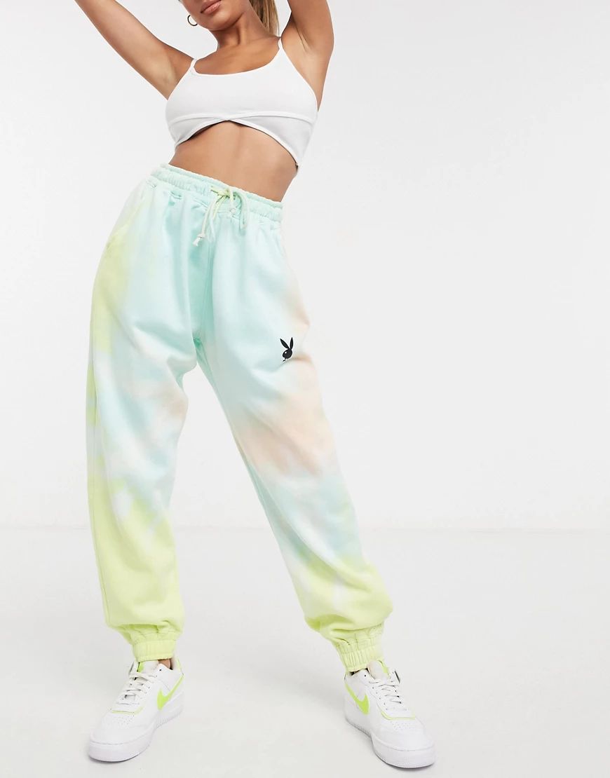 Missguided Playboy co-ord oversized jogger in tie dye-Multi | ASOS (Global)