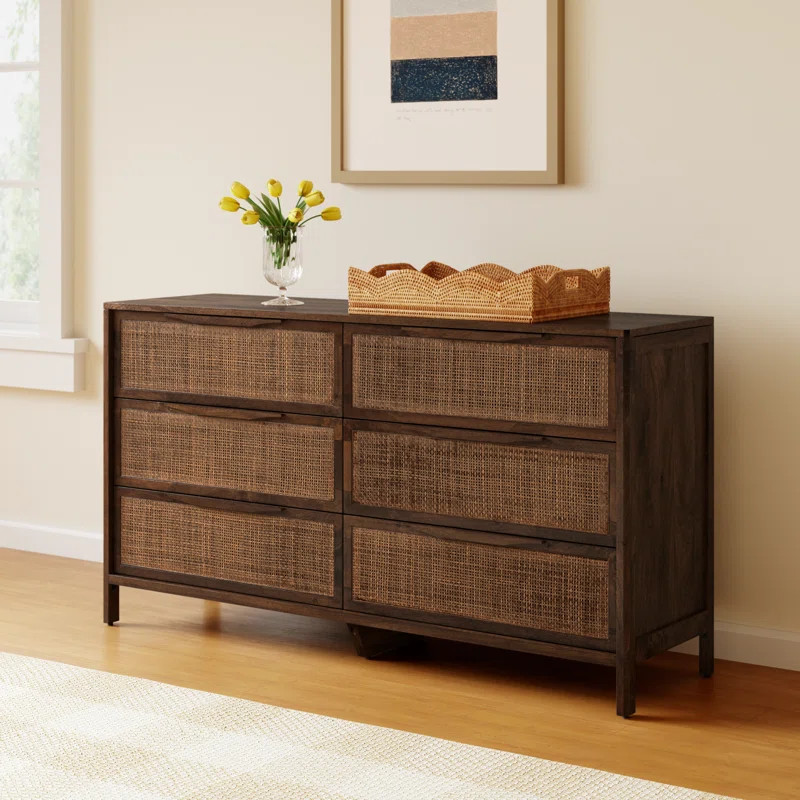 Nellie 6 Drawer Cane Dresser | Wayfair North America